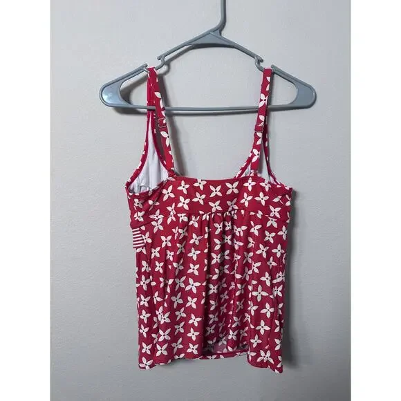 Beach house size 10 red orange with white tie tankini bathing suit - Picture 2 of 5